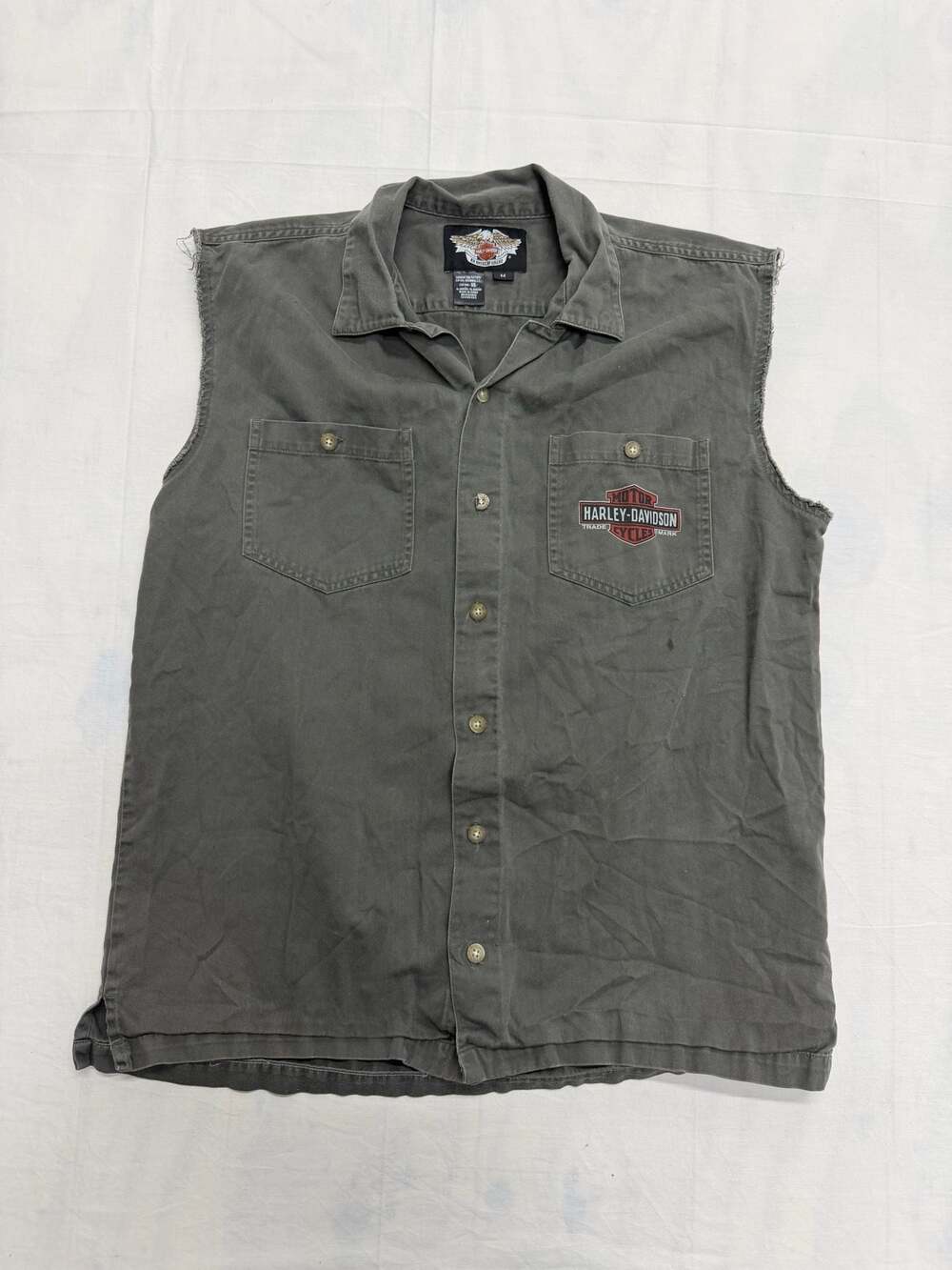 Harley-Davidson Genuine Oil Refinery Sealed Sleeveless Blowout Button Up Shirt